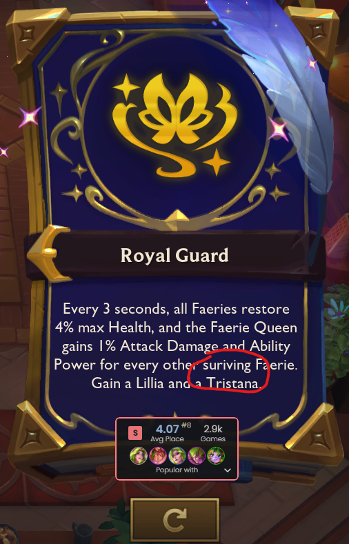 TWITTOR8230192's tweet photo. yo @Mortdog surviving is misspelled in royal guard augment!!! https://t.co/xUAns4grlt