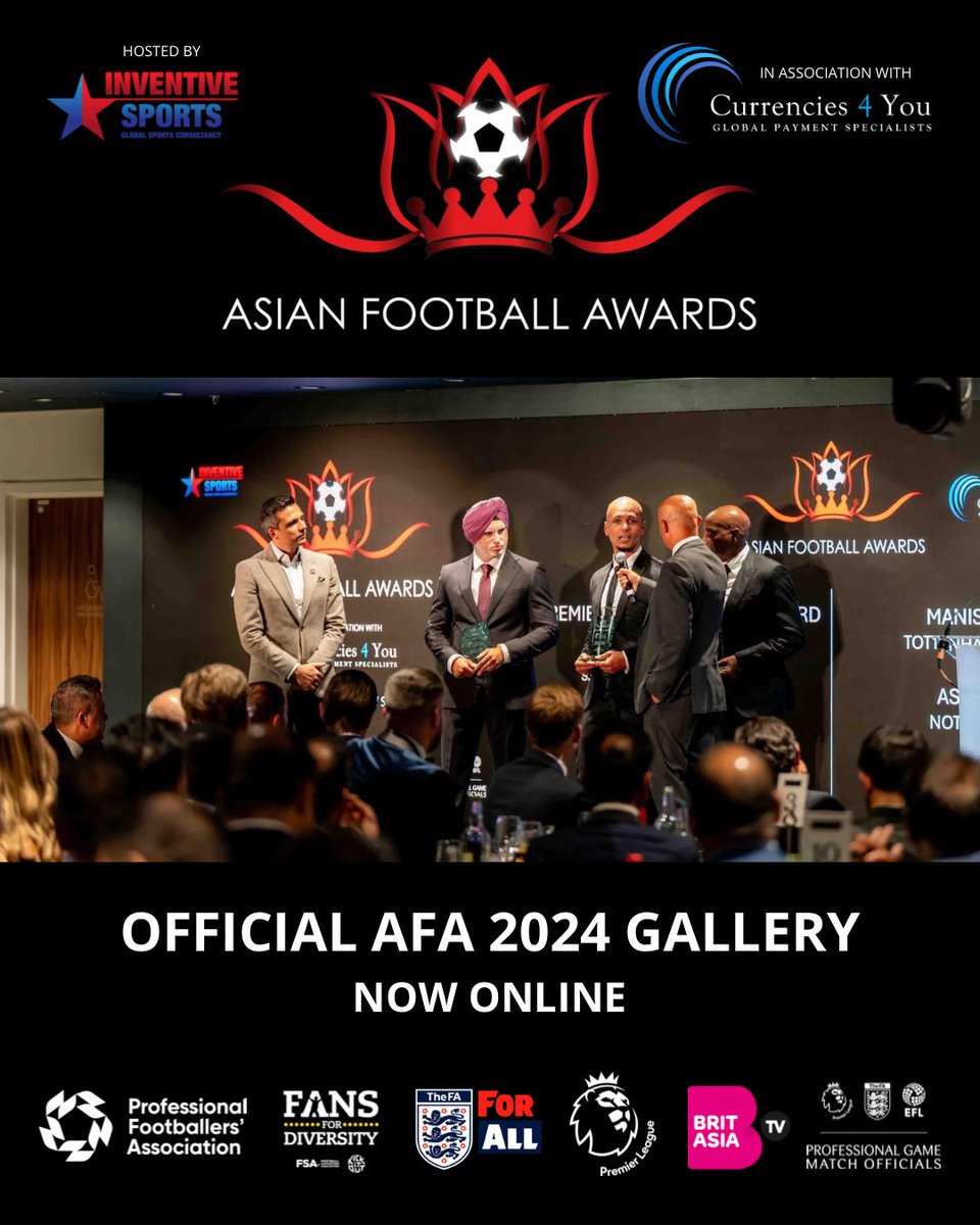 AsianFootballAwards (@afootballawards) on Twitter photo The Official Asian Football Awards 2024 Gallery is now online ⚽️🏆 #AFA24
Click here —> facebook.com/AsianFootballA…
The AFA in association with <a href="/CurrenciesForU/">Currencies 4 You</a> took place on 25 Sept at the iconic Wembley Stadium.
(photos by <a href="/Panjab2000/">Panjab2000</a>) The Official Asian Football Awards 2024 Gallery is now online ⚽️🏆 #AFA24
Click here —> facebook.com/AsianFootballA…
The AFA in association with <a href="/CurrenciesForU/">Currencies 4 You</a> took place on 25 Sept at the iconic Wembley Stadium.
(photos by <a href="/Panjab2000/">Panjab2000</a>)