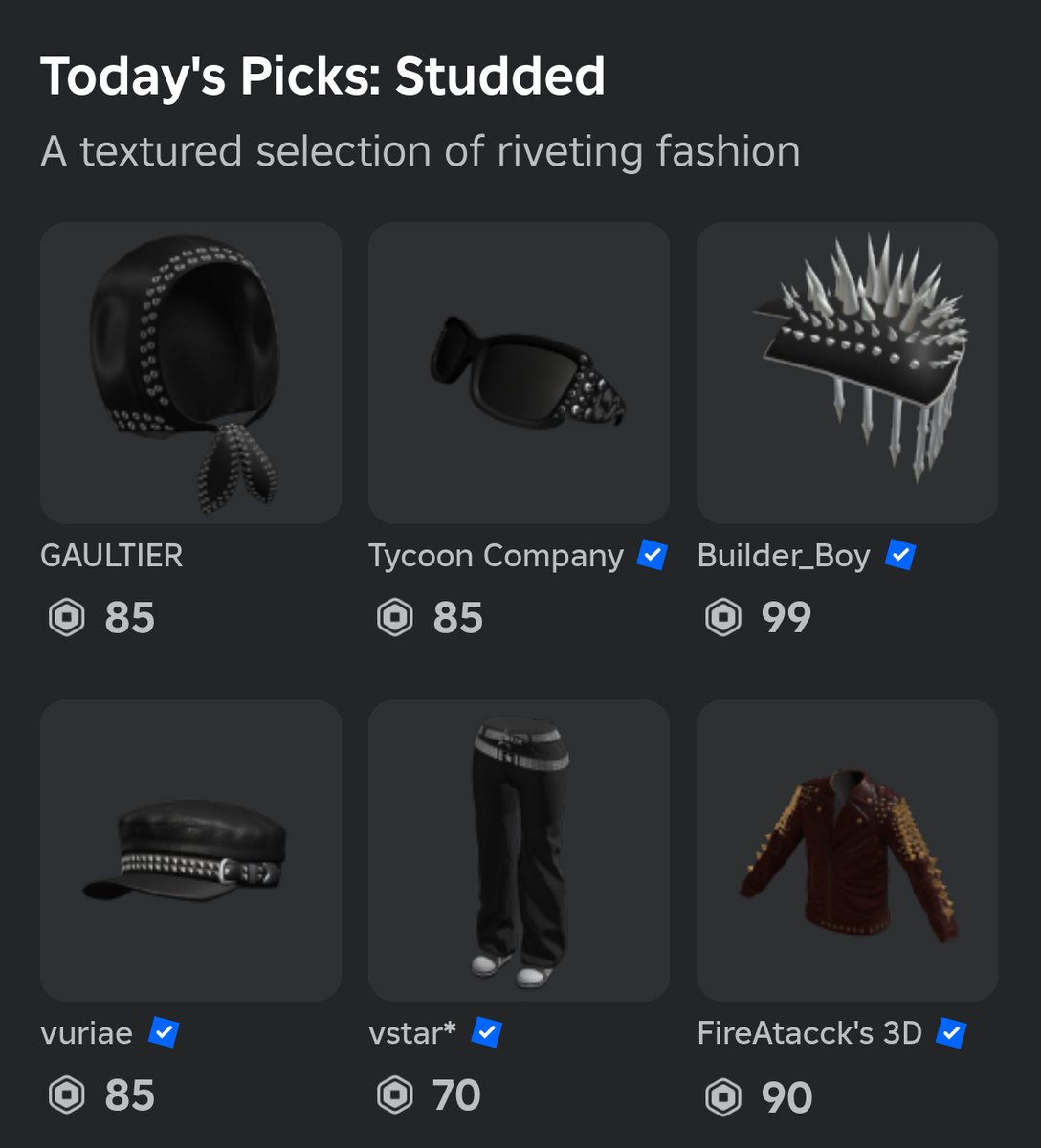 rblx_picks (@rblx_picks) on Twitter photo #TodaysPicks for female-identifying users are bedazzled. Studded #RobloxUGC from <a href="/YouFoundSam_RBX/">Samuel Jordan (Builder_Boy)</a>, @212RBLX, <a href="/TycoonRBX/">Tycoon Company</a>, <a href="/valkenheim__/">valk</a>, <a href="/vuriae/">vuri</a> and <a href="/FireAtacck/">FireAtacck</a>. #TodaysPicks for female-identifying users are bedazzled. Studded #RobloxUGC from <a href="/YouFoundSam_RBX/">Samuel Jordan (Builder_Boy)</a>, @212RBLX, <a href="/TycoonRBX/">Tycoon Company</a>, <a href="/valkenheim__/">valk</a>, <a href="/vuriae/">vuri</a> and <a href="/FireAtacck/">FireAtacck</a>.
