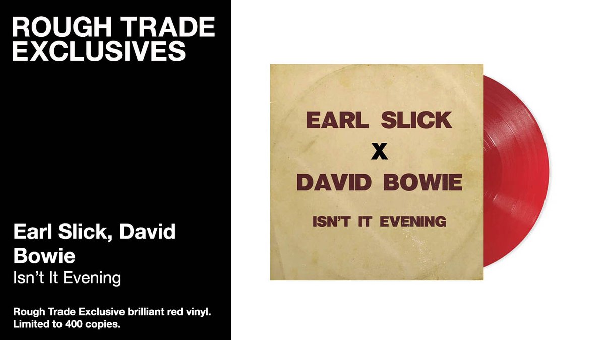 Rough Trade (@roughtrade) on Twitter photo EXCLUSIVE
Legendary guitarist <a href="/real_earl_slick/">Earl Slick (Official)</a> (David Bowie's longest-standing lead guitarist) releases a brand-new remixed version of 'Isn't It Evening' with Bowie on vocals.
Pre-ordering on exclusive red vinyl at Rough Trade via <a href="/SchnitzelUK/">Schnitzel Records</a>.
roughtrade.com/en-gb/product/… EXCLUSIVE
Legendary guitarist <a href="/real_earl_slick/">Earl Slick (Official)</a> (David Bowie's longest-standing lead guitarist) releases a brand-new remixed version of 'Isn't It Evening' with Bowie on vocals.
Pre-ordering on exclusive red vinyl at Rough Trade via <a href="/SchnitzelUK/">Schnitzel Records</a>.
roughtrade.com/en-gb/product/…