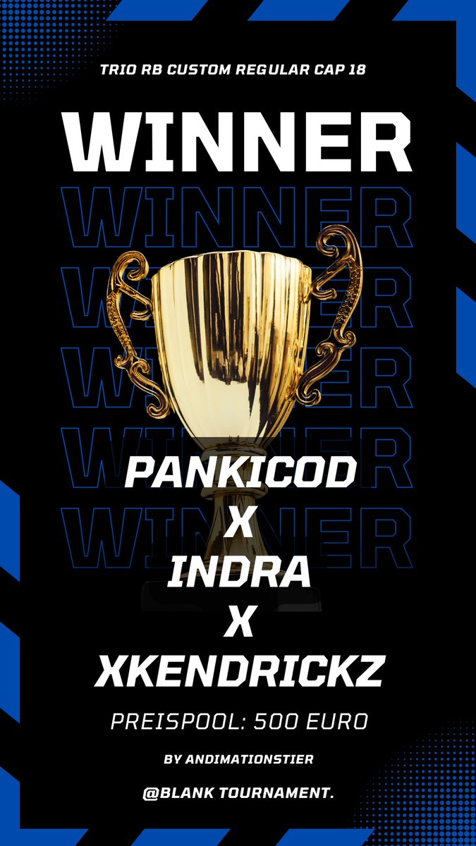 Pankerox (@pankerox) on Twitter photo 🏅CHAMPS 500€ Trio Rebirth Custom Regular Cap 18 hosted by <a href="/blanktournament/">blank tournament.</a> <a href="/andi_maeh/">ANDIMATIONSTIER</a>
w/ @HateIndra <a href="/xKendrickz/">xKendrickz</a>
🏆 (120€ each) 🏅CHAMPS 500€ Trio Rebirth Custom Regular Cap 18 hosted by <a href="/blanktournament/">blank tournament.</a> <a href="/andi_maeh/">ANDIMATIONSTIER</a>
w/ @HateIndra <a href="/xKendrickz/">xKendrickz</a>
🏆 (120€ each)