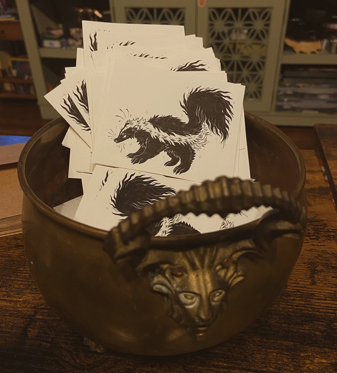 I put a LOT of time and love into my sticker club each month, such as stamping over 300 envelopes by hand, and cutting out a bunch of little doodle skunks by hand too!! ✨ 