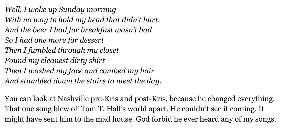 "You can look at Nashville pre-Kris and post-Kris, because he changed everything." — Bob Dylan
