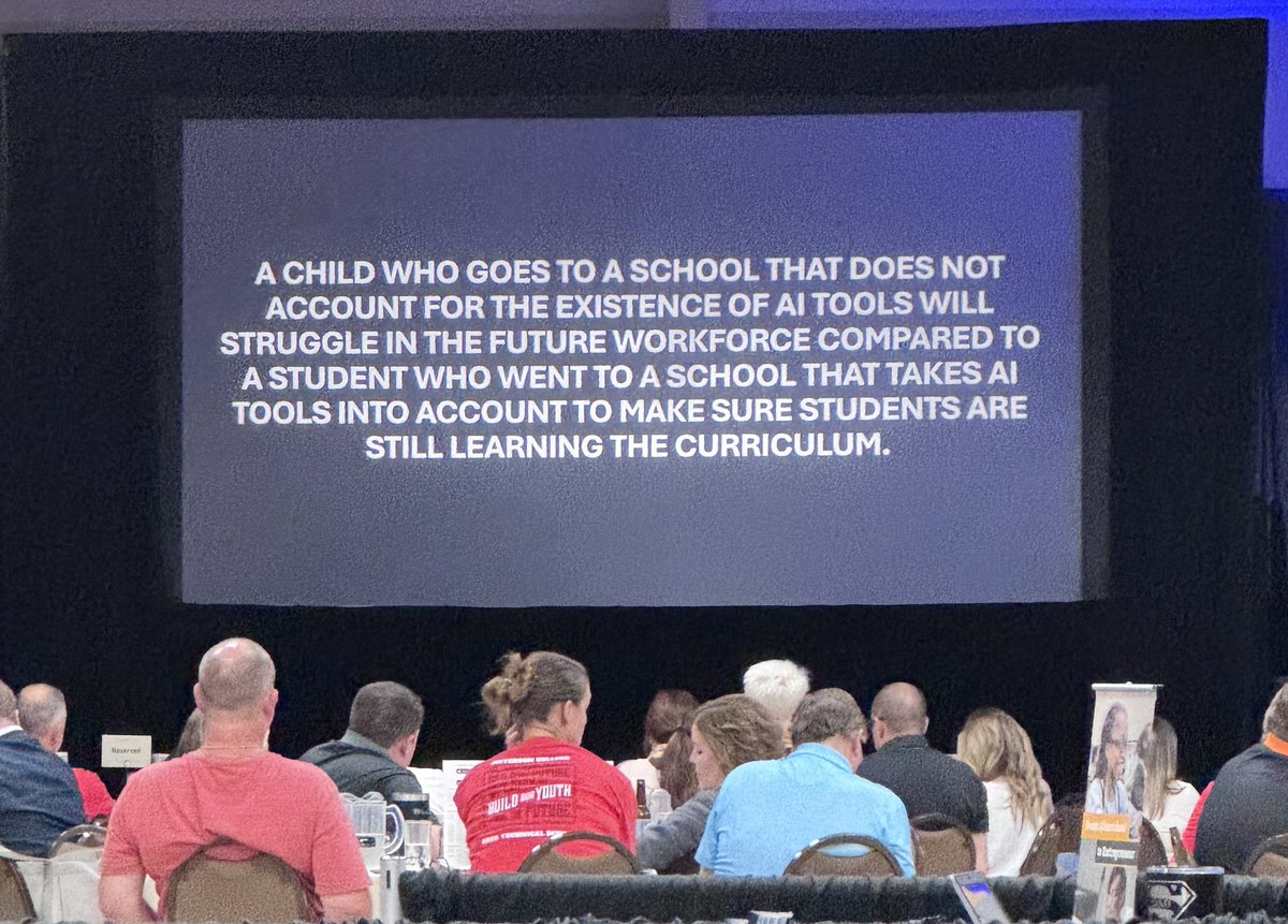Enjoying William Grube’s keynote on Leading Schools Through the Rise of AI at ⁦<a href="/MOASSP/">MoASSP</a>⁩ Fall Conference. Great stuff!