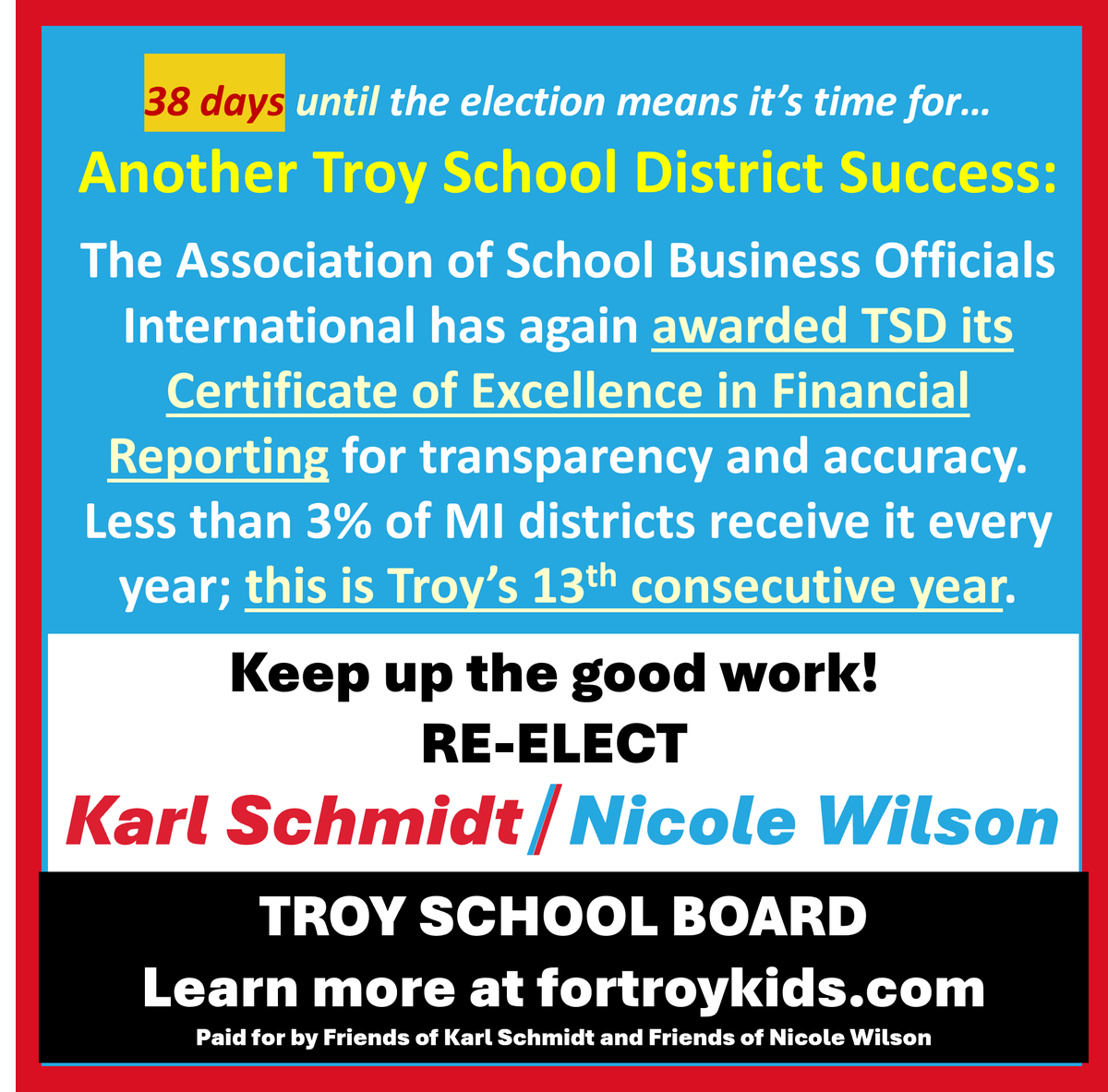 Transparency and accuracy are critical when you're spending taxpayer money. We on the Board are diligent about this, which is why I am proud of our financial department's consistent performance.