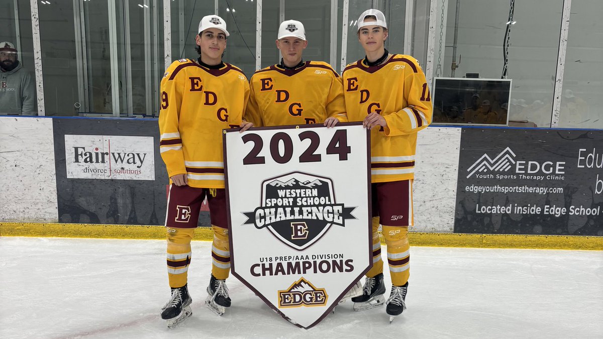 U18 Western Sport School Challenge champs ✅ congrats to U18 Prep on going 5-0 with a +21 goal differential to clinch the first tournament win this season for our hockey program 👊 #Edge25