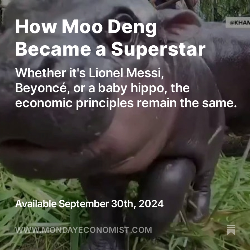 Tomorrow's post will be a ton of fun to read #MooDeng 

Sign up here: mondayeconomist.com/p/moo-deng