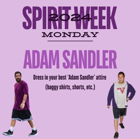 RossClassOf27's tweet photo. CLASS OF 27’ 🐏 TOMORROW IS THE START OF SPIRIT WEEK! DRESS IN YOUR BEST ADAM SANDLER ATTIRE! LETS WIN‼️ https://t.co/ngyjTkGsZH