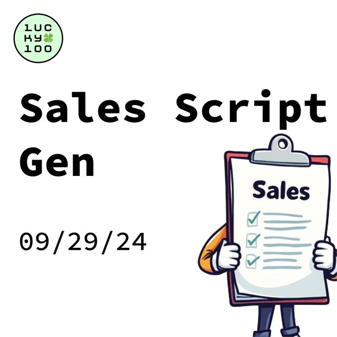 Not too long ago, I had the idea of what if there was a tool that could generate not only sales scripts, but cold DM scripts and any type of follow-up script you could use.

Being I have an extensive history in sales, and now web dev. I decided to try it out; so without further