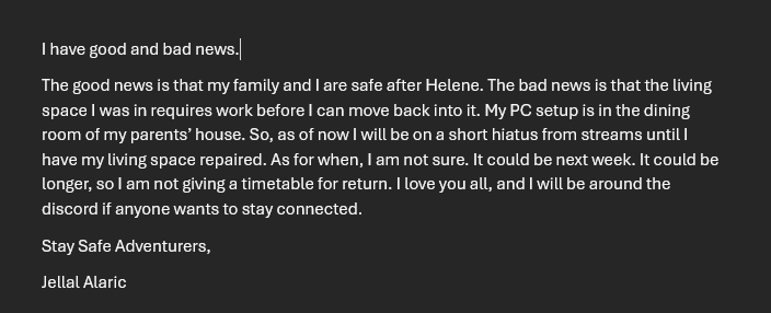 I will be on a Hiatus until Living Situation is resolved. I will miss you all so much. Lets hope it is fast ♥