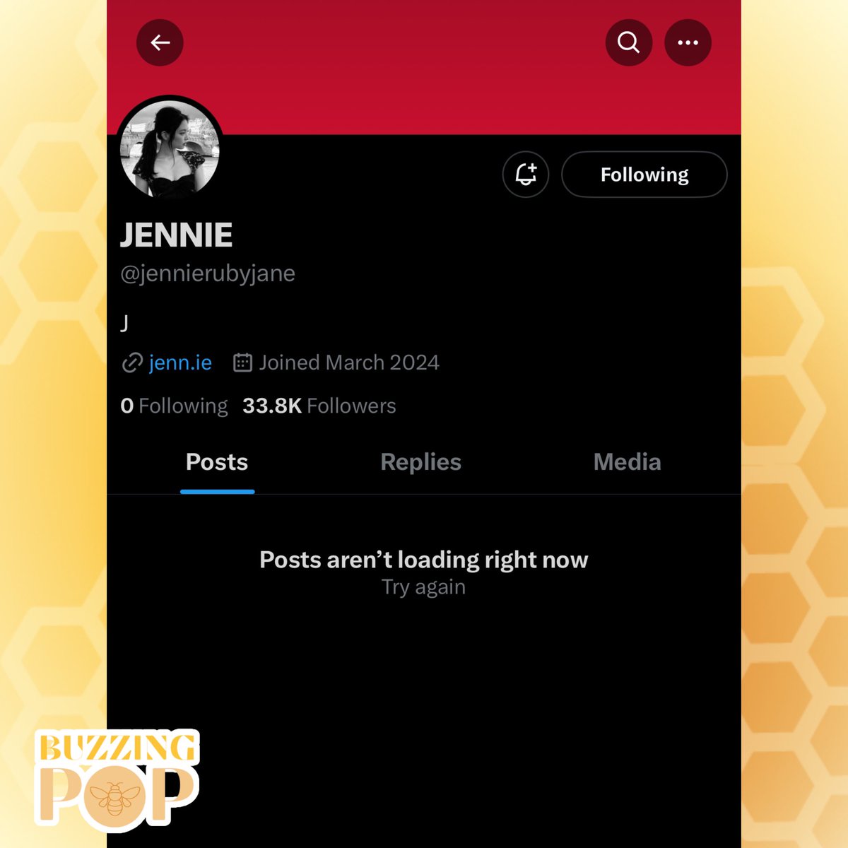 BuzzingPop's tweet image. #Jennie’s X/Twitter page has crashed due to overwhelming influx of new followers.
