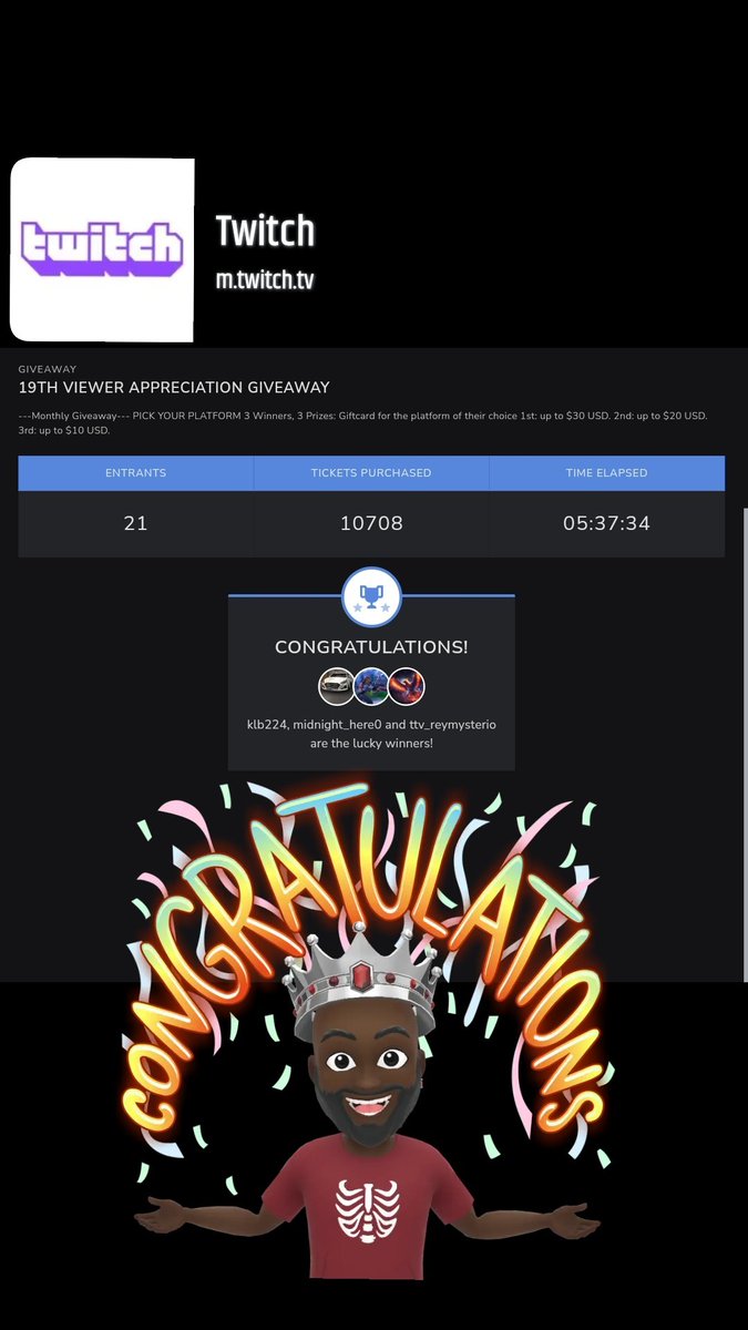 SoljaD1's tweet photo. 19th Viewer Appreciation Giveaway was another success!
Thank you to @everyone  who participated! You all are winners in my books.

***I will be contacting you all on Twitch for the prize information. 
You have 7 day to reply to my message once it's sent out to claim your prize*** https://t.co/dOoLV1CWJ1