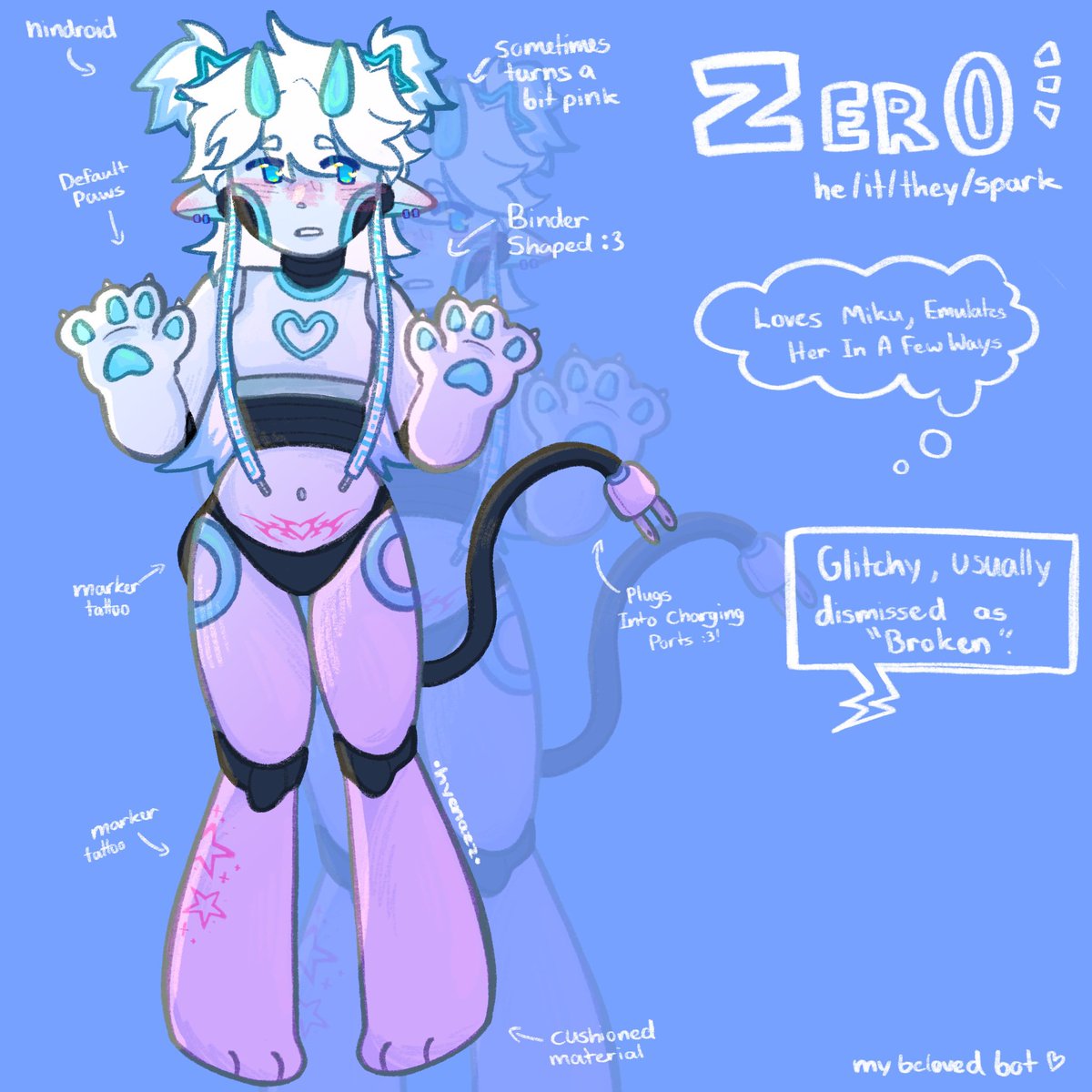 HyenazzArt's tweet photo. Redesign for Zero again cus he just in need of one :3 he gets drawn on with markers as "tattoos" // #ninjagooc #nindroid #ninjago #robotoc #digitalart 🩵🔌 https://t.co/Rlllxonz1R