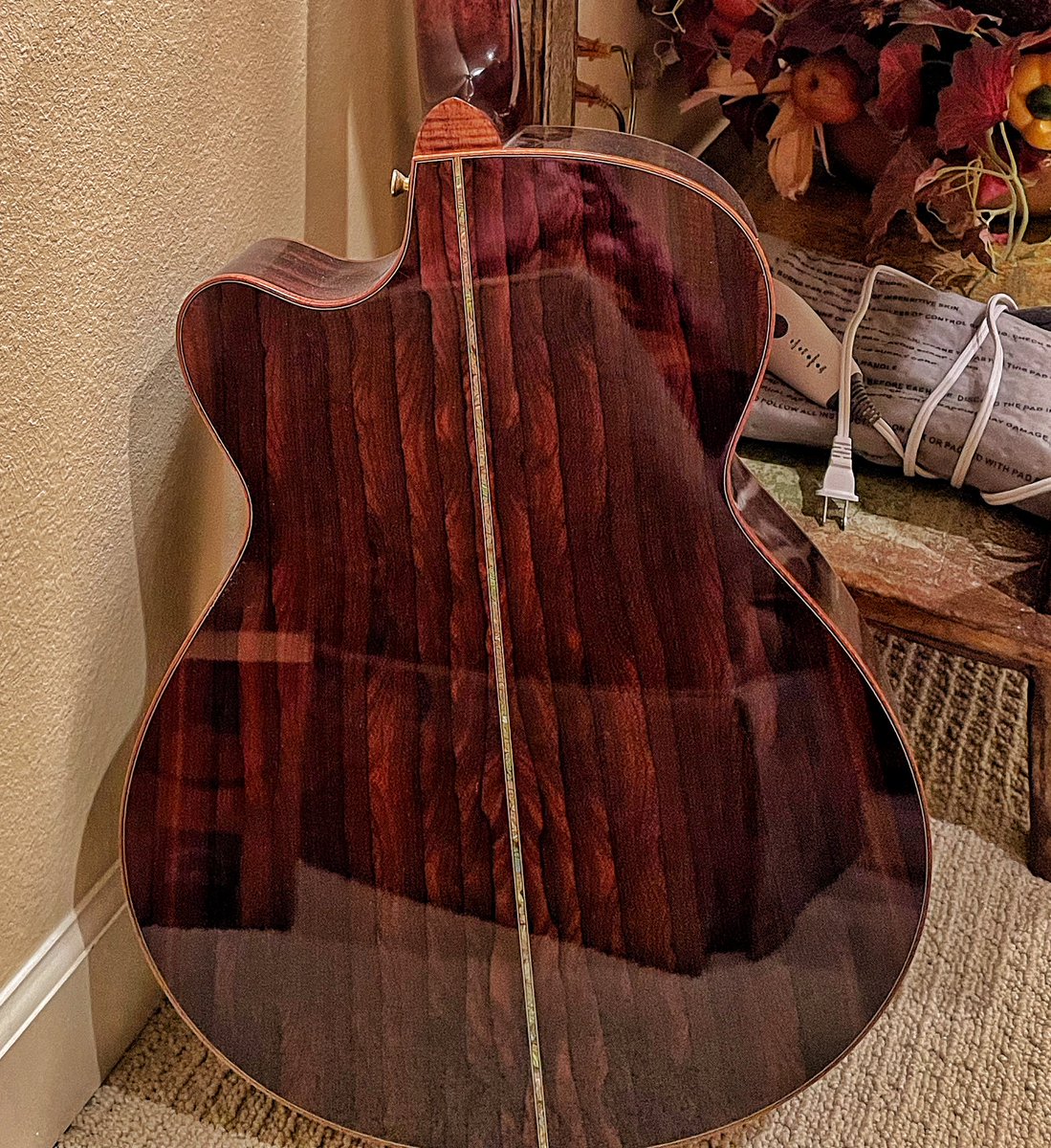 WekivaWild's tweet photo. #AlphabetChallenge #WeekMforMusic. My “real” guitar, custom made for me by True North Guitars. Sorry for reflections. The front is redwood, the back is ziricote, did the third pic to show off the nice grain. Sad story to follow. https://t.co/9gtyzSByK5