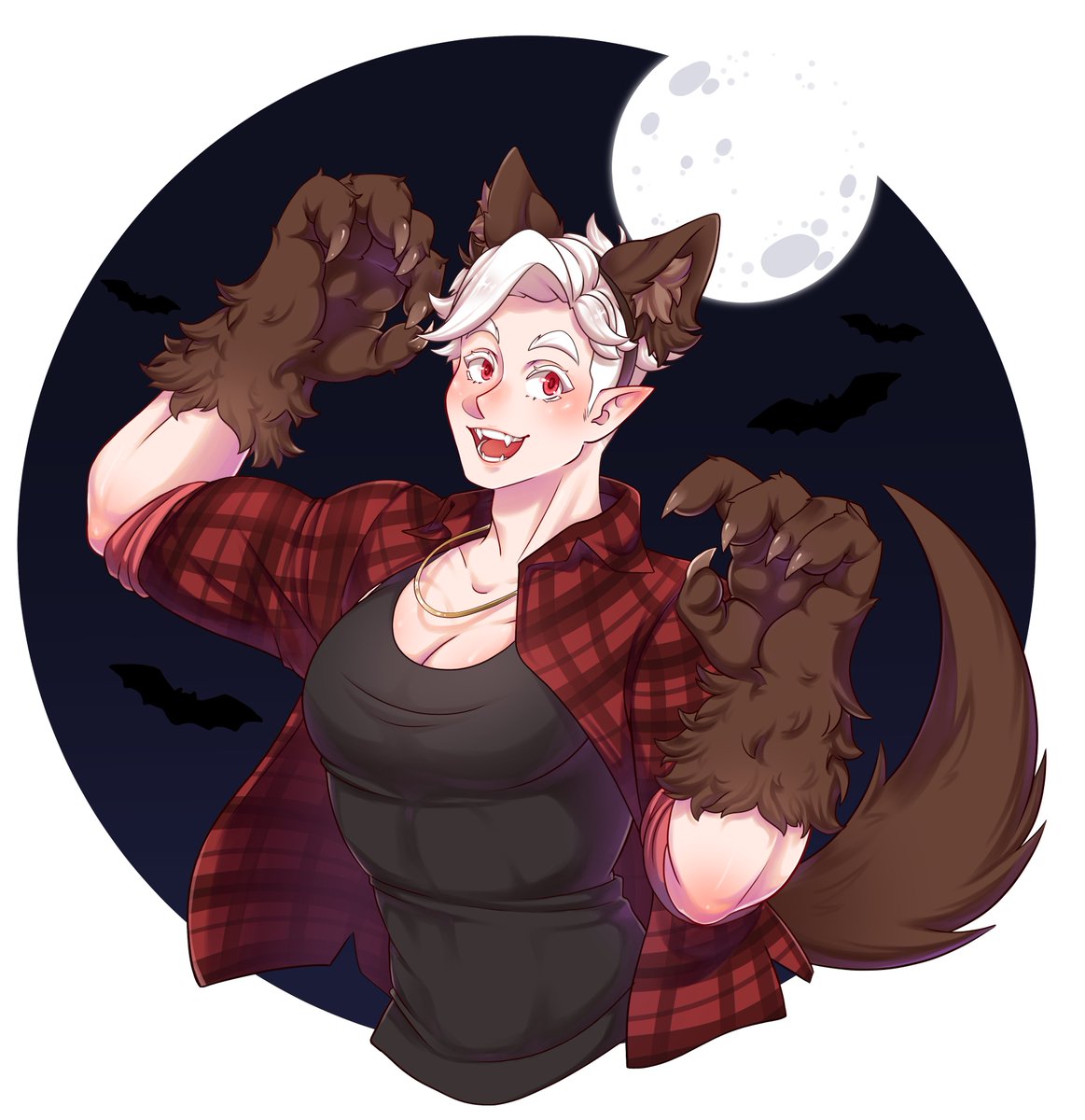 showeezamoh's tweet photo. Blue is getting into the spooky spirit too~! 
🧛‍♂️🩸 ➡️🐺🌕✨
#OC https://t.co/Mwbnz1BoW0