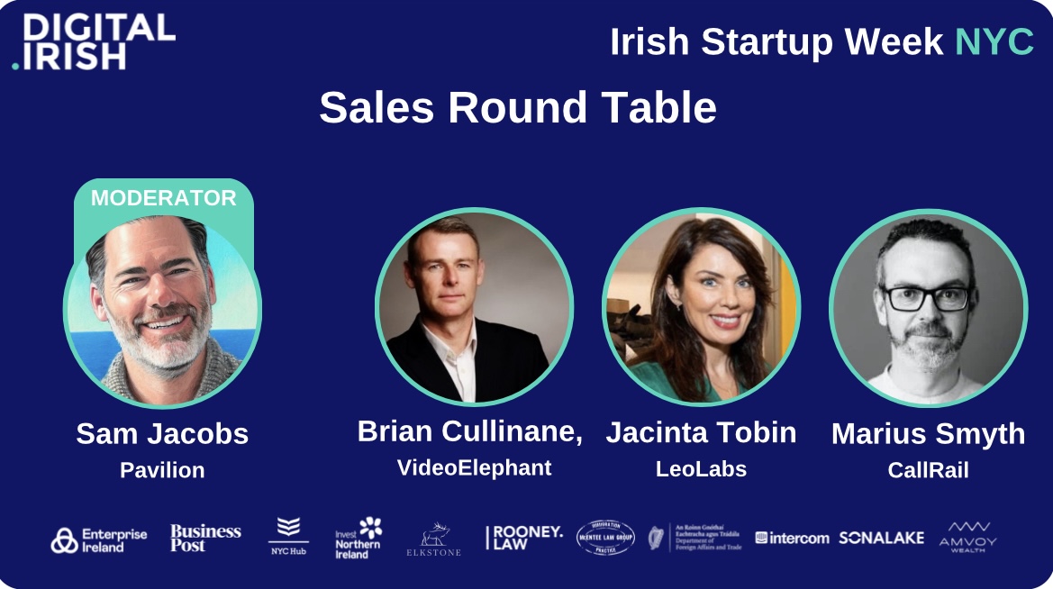 digitalirish's tweet image. Next up, Sam Jacobs chats with Jacinta Tobin, Marius Smyth and Brian Cullinane. A roundtable discussion with US sales leaders exploring the key aspects of achieving success in B2B sales in the US. 
#DigitalIrish #ISW2024 #Session8