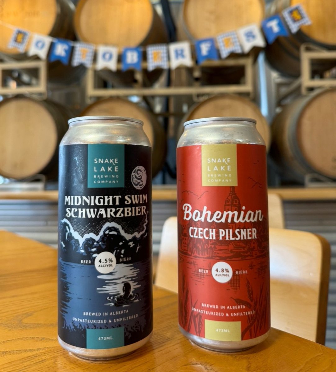 snakelakebrewco's tweet photo. 🍂🍻It’s OKTOBERFEST Season🍻🍂 and we have NEW beers for you! 

🌙Midnight Swim Schwarzbier🌊
🍺Bohemian Czech Pilsner🌾
.
.
#snakelakebrewing #beer #craftbeer #oktoberfest #beerrelease #newrelease #schwarzbier #czechpilsner #newbeer #sylvanlake #alberta https://t.co/qkDNmky1Is