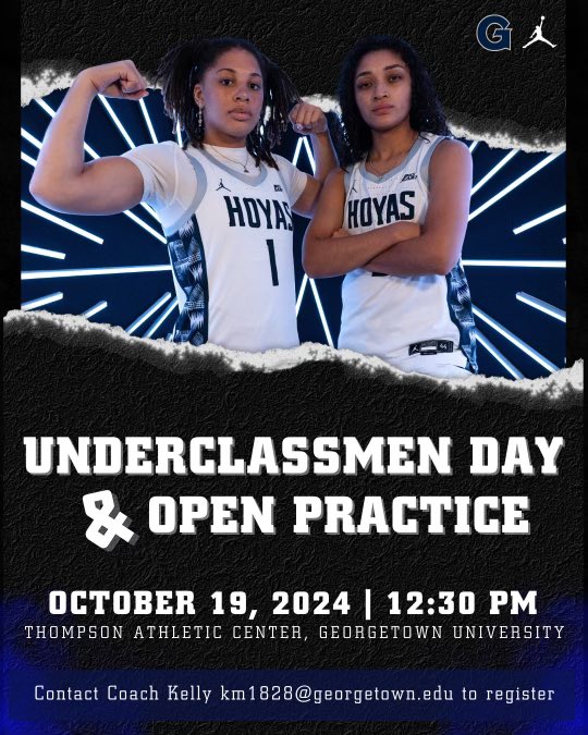 Georgetown WBB (@georgetownwbb) on Twitter photo Our Underclassmen Day is here! Fans are invited to join your favorite #Hoyas on the Hilltop for an afternoon of hoops! 🏀
Contact km1828@georgetown.edu to register!
#HoyaSaxa #EarnedNeverGiven #TheFamily #ODO Our Underclassmen Day is here! Fans are invited to join your favorite #Hoyas on the Hilltop for an afternoon of hoops! 🏀
Contact km1828@georgetown.edu to register!
#HoyaSaxa #EarnedNeverGiven #TheFamily #ODO