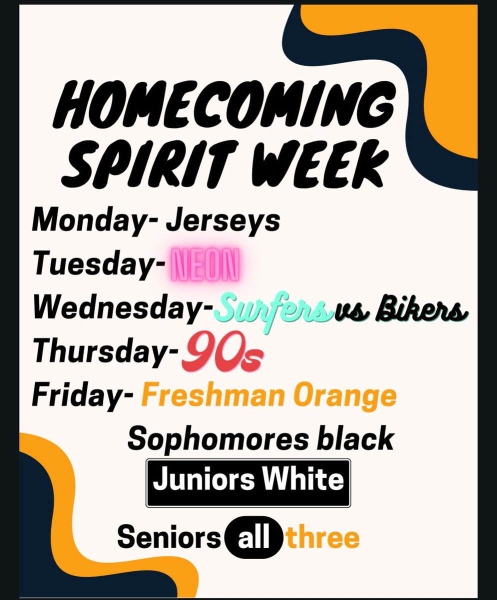 Hey NHS!!! It's HOCO week! Check out the Spirit Week below and plan to participate! 

#HOCO24
#NHSLeads
#GoTrojans
