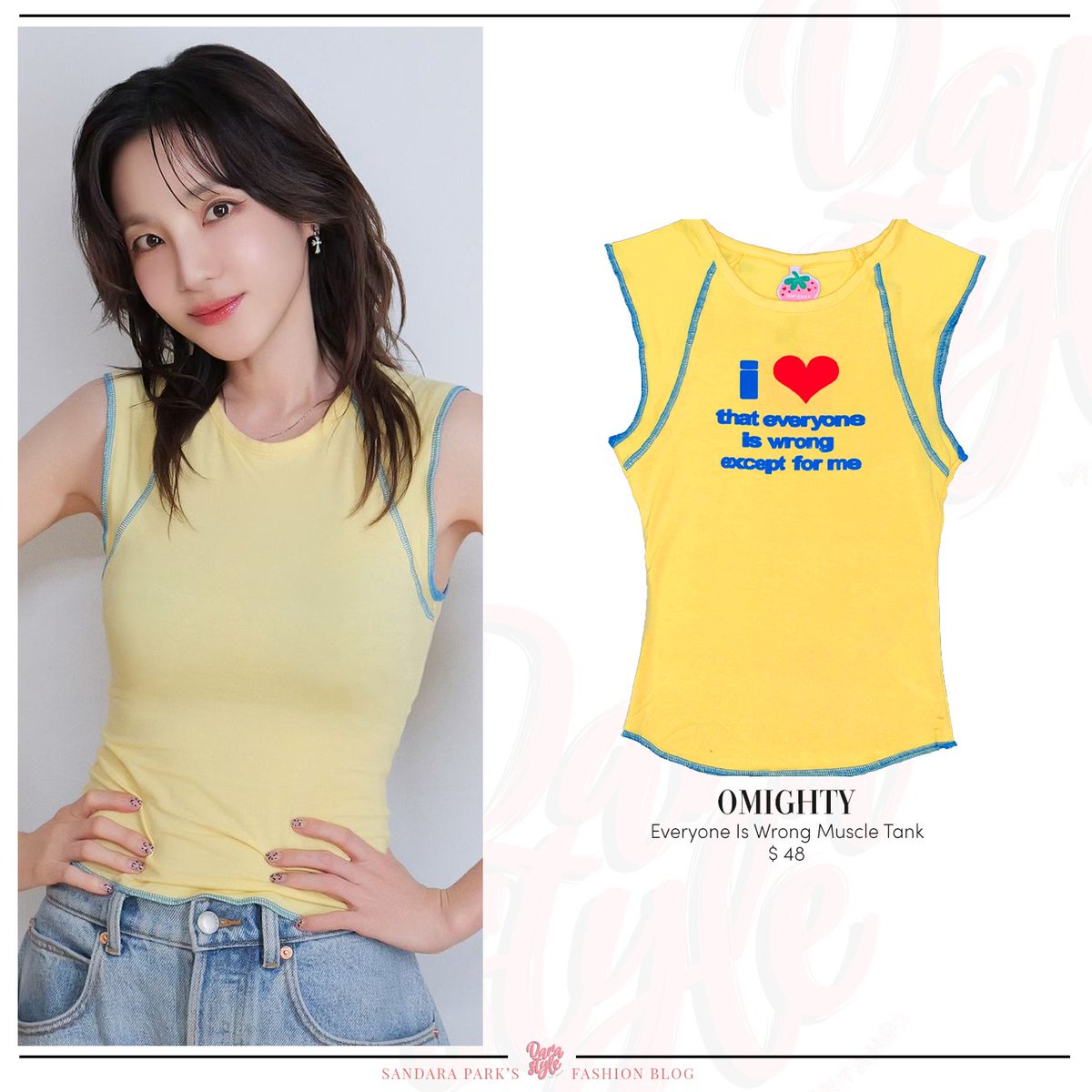 DaraStyle_'s tweet photo. [SNS Update] 240929 - #DARA IG Post, wearing:

#OMIGHTY Everyone Is Wrong Muscle Tank
-
#SandaraPark #산다라박 #다라 https://t.co/7bN8b9iOhW