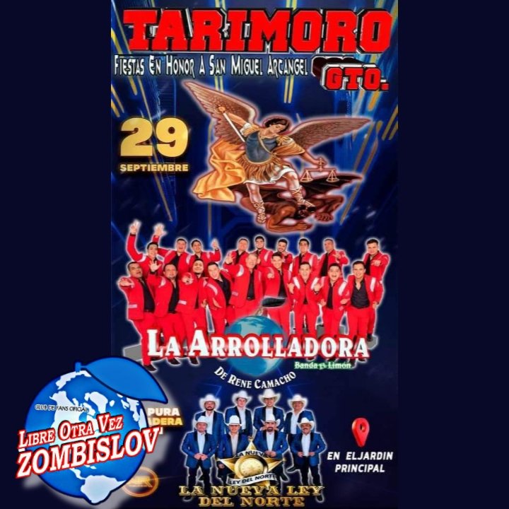 🔊 HOY DOMINGO O 2⃣ 9⃣ DE SEPTIEMBRE 
 La  A R R O L L A D O R A
Banda El Limón de Don René Camacho 🕺🏻💚🍋 se presenta en:v

 ▪️TARIMORO, GUANAJUATO. 🇲🇽📍🌏  

Presentando el Tour:

♦️"AQUÍ HAY PARA LLEVAR " 🕺🏻 🎶 

#Arrolladora 🤤🕺🏻❤️ 
#ZombisLOV 🍋 💚 
#SomosArrollaFans ✋🏻🍋