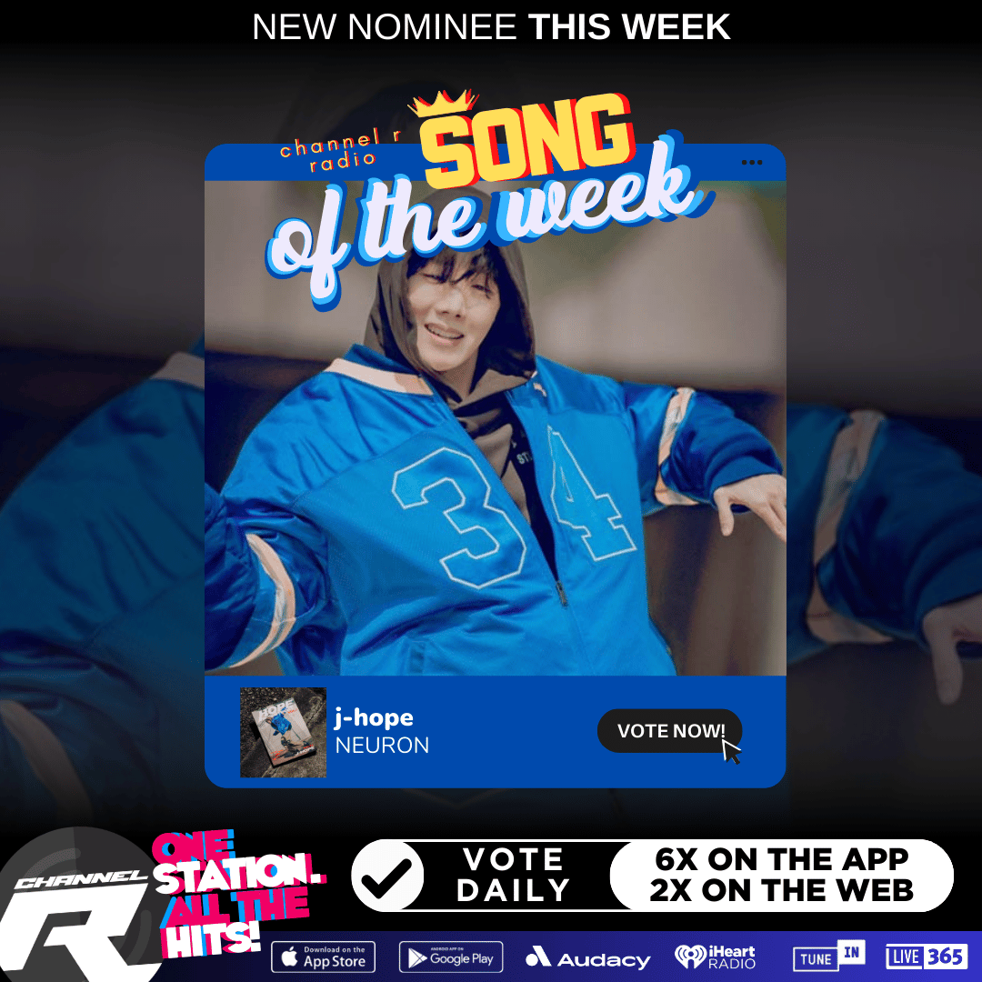 channelrradio's tweet photo. 👑'NEURON' by #JHope is a new nominee for #ChannelRSongOfTheWeek based on YOUR votes playing 3X daily. 

Winner announced Sunday's 5pm PT.

Vote 2X daily on our website &amp; 6x daily on our Radio App here: https://t.co/UZNHyKgj9s https://t.co/ihRLERIHEK