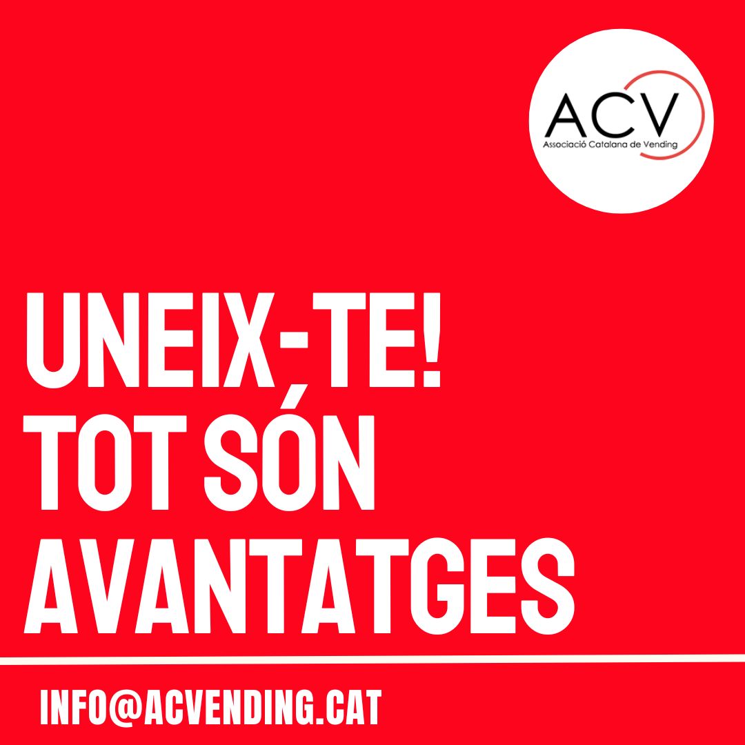 #ACVsocis UNEIX-TE! TOT SÓN AVANTATGES 🚀 Formar part de l'ACV és imprescindible per a les empreses del sector #vending.  🌐 info@acvending.cat
#VendingCatalunya #EmpresesVending #ACVantatges #DesenvolupamentEmpresarial #SectorVending #SociACV