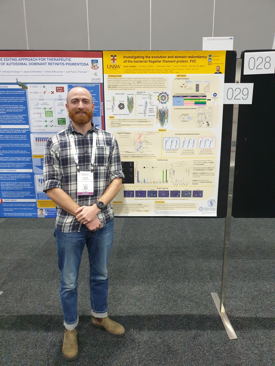 JacobScadden's tweet image. Last week the Baker Lab (@UNSWBABS) made the drive down to Melbourne to attend the @bmh2024Melb. A week full of science, networking and entertainment! Thanks to all those who came to my poster to find out more about the bacterial flagellar filament and made the conference a joy!
