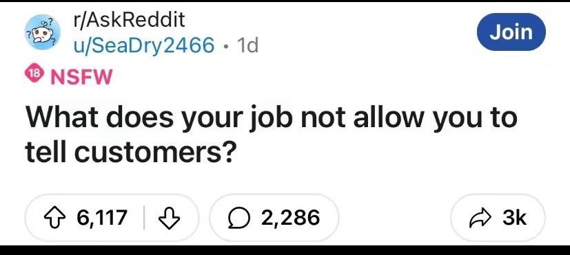 What does your job not allow you tell customers?

Thread 🧵