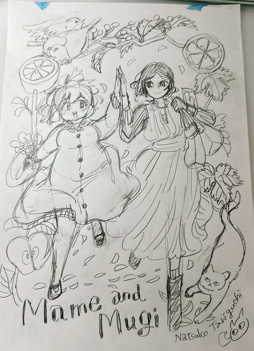 下絵できました。
麦ちゃんのホクロ忘れてる! 