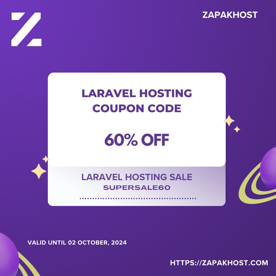 zapakhost's tweet image. Zapakhost is excited to announce our limited-time sale on Laravel hosting! Enjoy discounted pricing and optimized features specifically designed for deploying Laravel applications. Visit our website for more details ....
#hosting #domain #laravelhosting