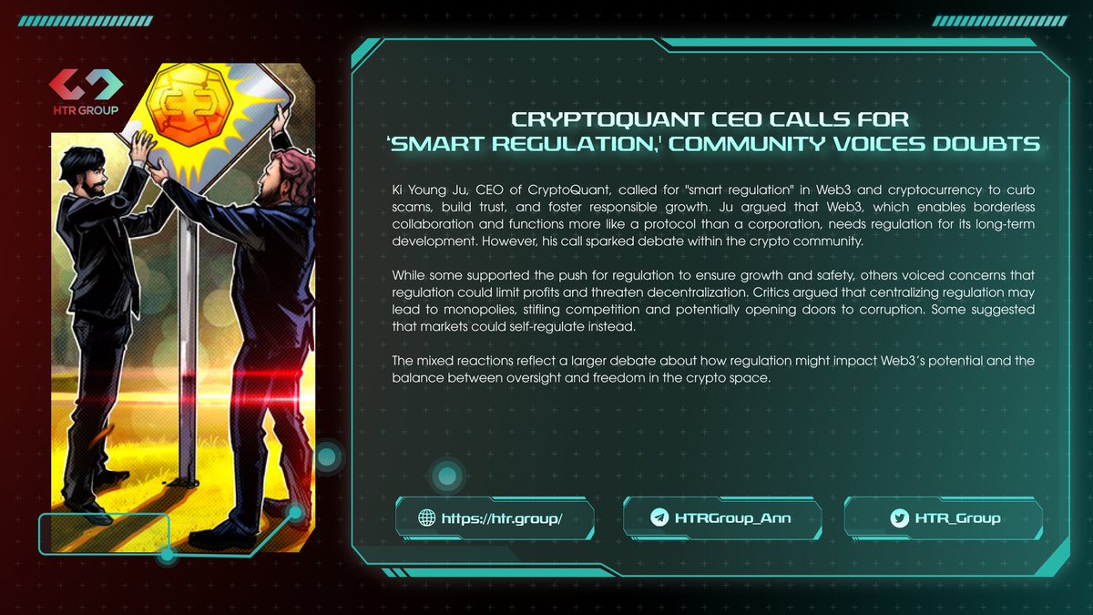 CryptoQuant CEO calls for "smart regulation" in Web3 to build trust and curb scams, sparking debate over the potential impact on decentralization, profits, and market growth.

For more details, check out: cointelegraph.com/news/cryptoqua…