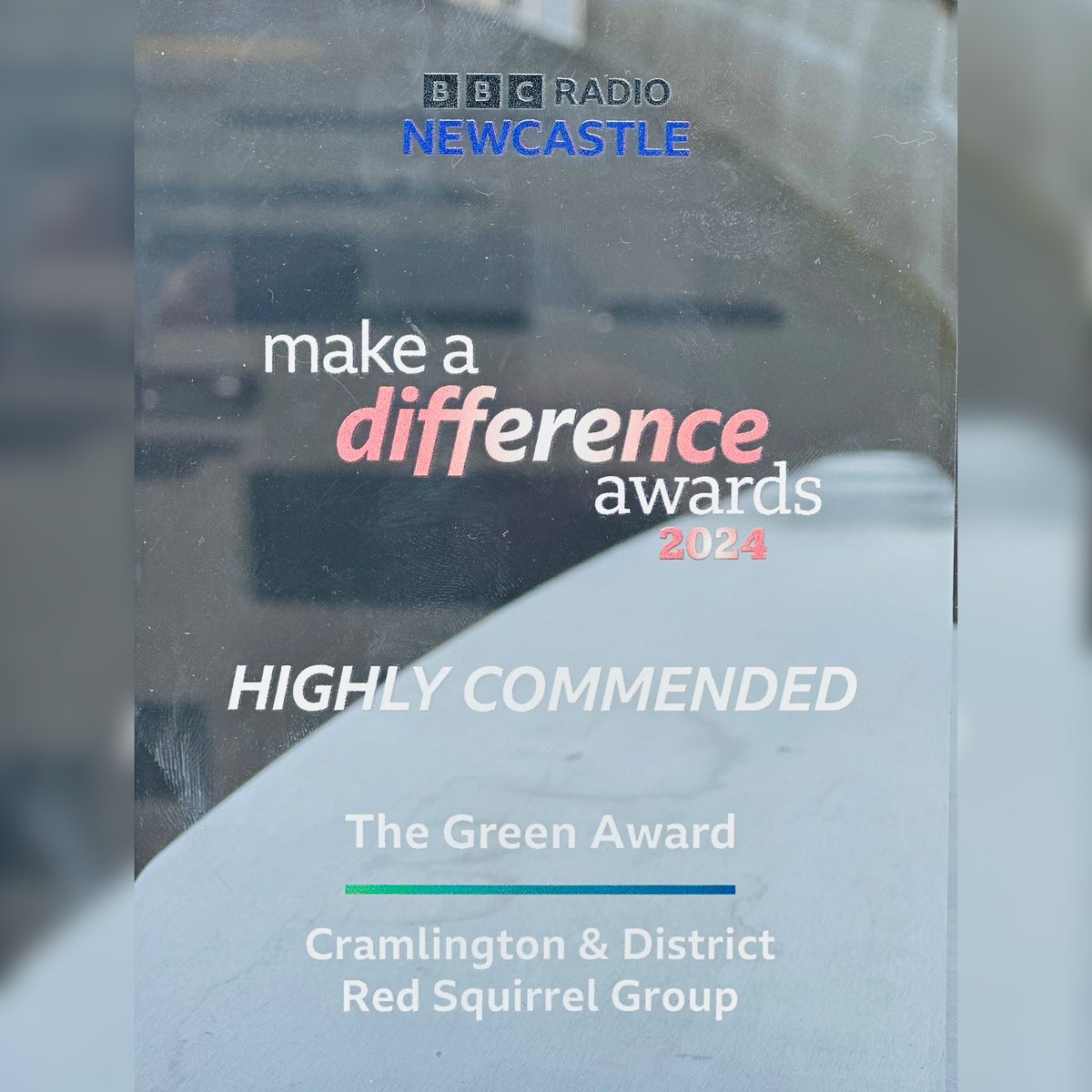 CramlingtonRed's tweet photo. Yesterday we were awarded a highly commended award at @BBCNEandCumbria #BBCMakeADifferenceawards ceremony.

This is testament to the endless hours our volunteers dedicate to protect our native red squirrel. 

#bbcradionewcastle https://t.co/kHfPli7vSc