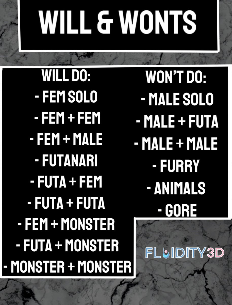 Fluidity3D's tweet photo. Starting right now I’m officially taking commissions. 
(Still Images only)

If you have any questions feel free to ask. 

Let’s get creative :)
#nsfw #porn #3dporn #3d #rule34 #commisionsopen https://t.co/XlcMdEihoN