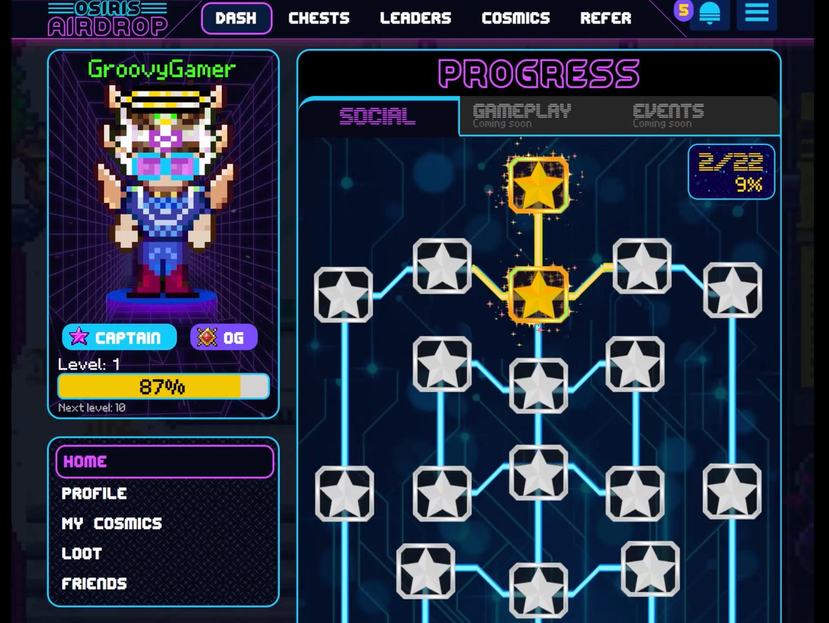 OsirisWorlds's tweet image. Sneak Peek: Osiris Airdrop ⭐️

Gear up for an epic experience through our interactive #airdrop interface!

It’s packed with features like a progression system, achievements, loot chests — and that’s just the beginning. #Web3gaming