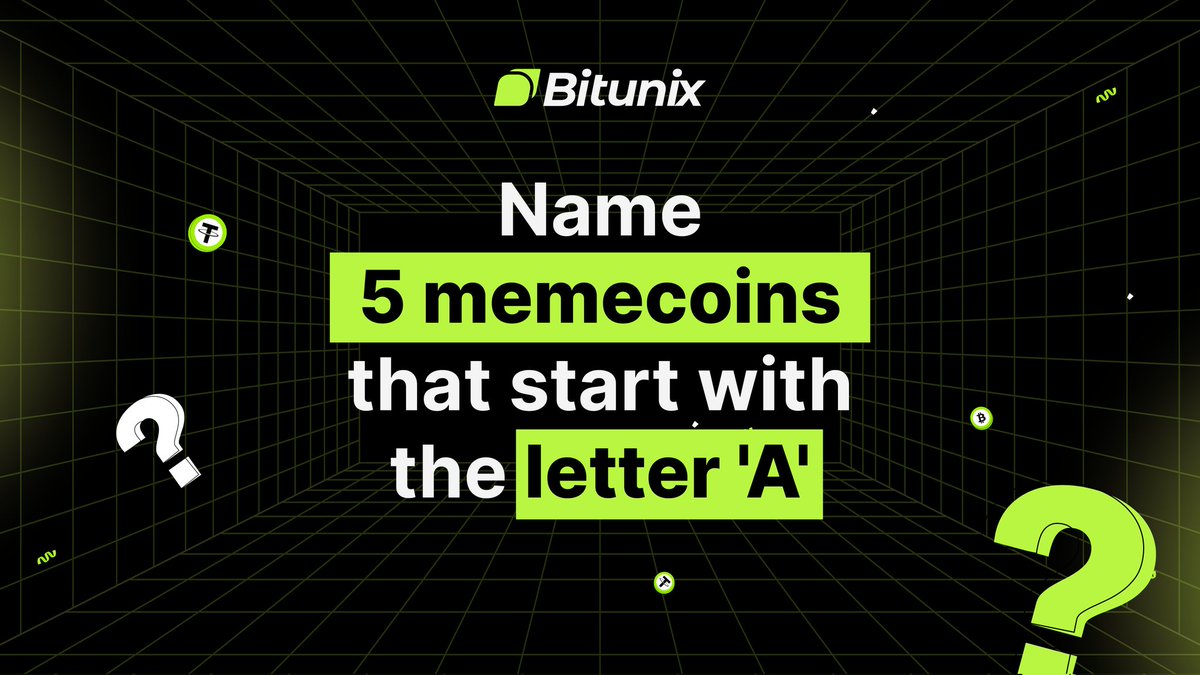 BitunixOfficial's tweet image. Can you name 5 #memecoins that start with the letter &apos;A&apos;🔍 

1️⃣ List them down
2️⃣ Follow @BitunixOfficial
3️⃣ Retweet using #BitunixChallenge &amp;amp; tag 3 friends

🔔 Ends tomorrow at 10 pm GST.

🎉 10 winners will be selected sharing a 100 USDT prize pool ( &apos;futures bonus&apos;)

⏰ Hurry!…