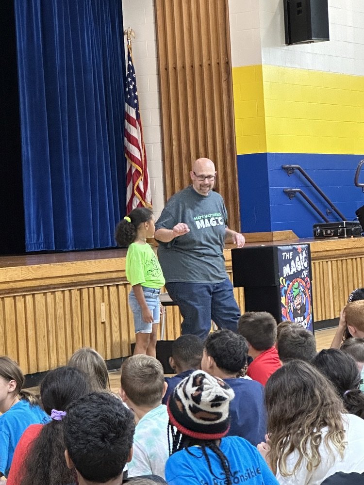 JudsonAdventure's tweet photo. Our first STARS assembly was on Friday! Students who completed their summer work earned medals, we learned that RESPECT is October's theme and we had a magic show to kick off our year of Learning is Magic! Thank you to the PTO for bringing this fun assembly to our school! 🪄💙 https://t.co/cj1JUbbQG5