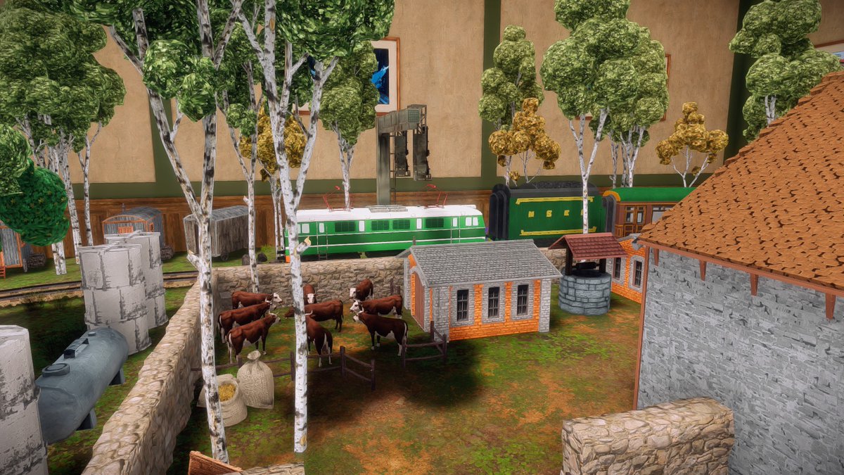 Clockwork4Sims's tweet photo. Thanks to all who stopped by today's stream! We created a cute cozy cottage style village for one of the exhibitions. So many fun little details. See you all later this week! #TrainYardBuilder https://t.co/Zs5GJ0rhjx