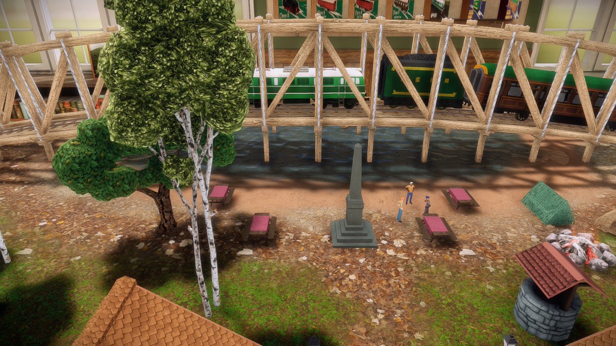 Clockwork4Sims's tweet photo. Thanks to all who stopped by today's stream! We created a cute cozy cottage style village for one of the exhibitions. So many fun little details. See you all later this week! #TrainYardBuilder https://t.co/Zs5GJ0rhjx