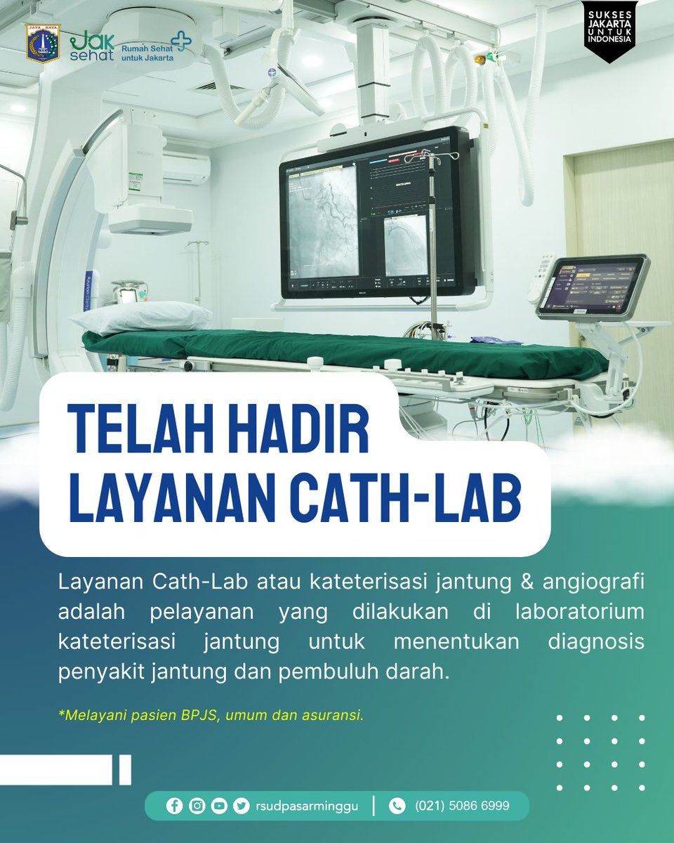 RSUDPasarMinggu's tweet photo. Dapatkan perawatan terbaik dengan fasilitas unggulan dengan teknologi canggih dan tim medis yang professional.

Layanan Cathlab dirancang untuk menangani berbagai perawatan kardiovaskular. Kami berkomitmen mendukung Anda di setiap langkah menuju kesehatan jantung yang optimal 🫀 https://t.co/5hqc8SaRAf