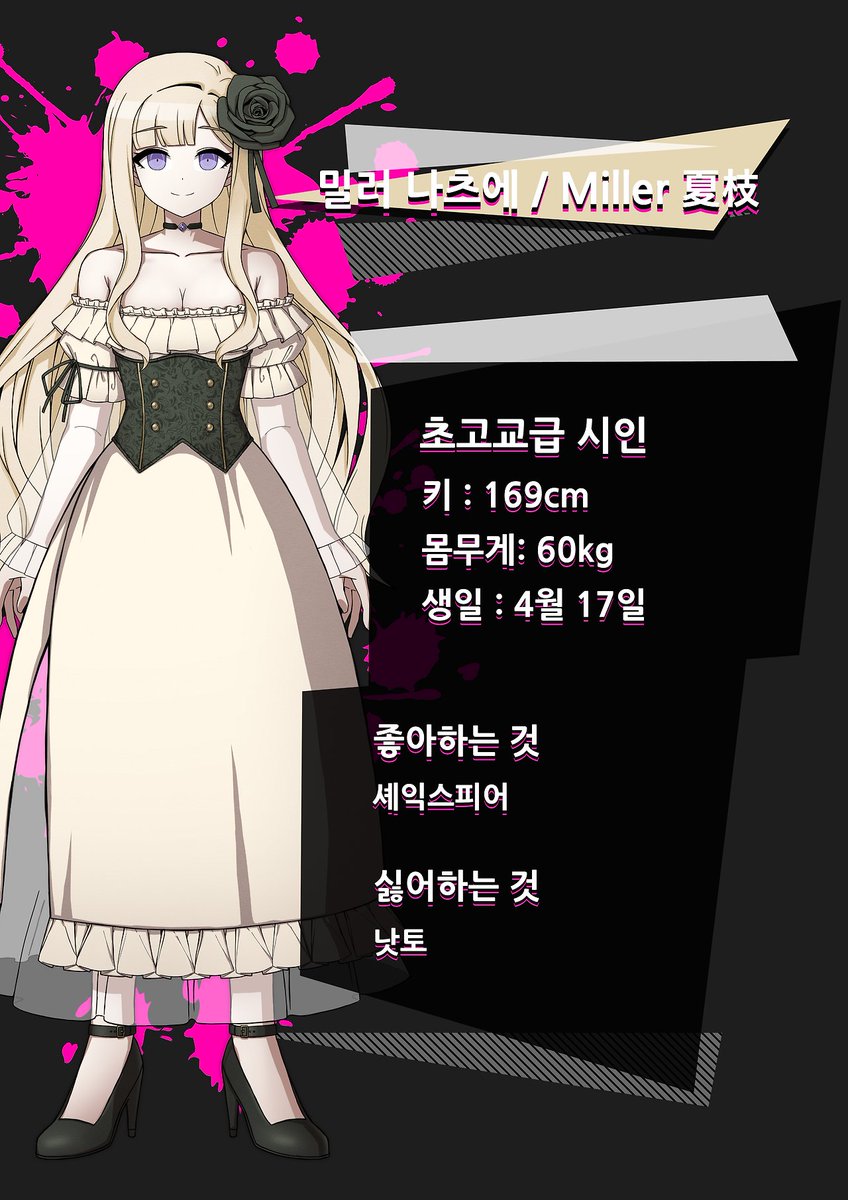 초고교급 시인인 밀러 나츠에입니다!

재능 일러스트: greengirin1445
스탠딩: PoisonCrown01