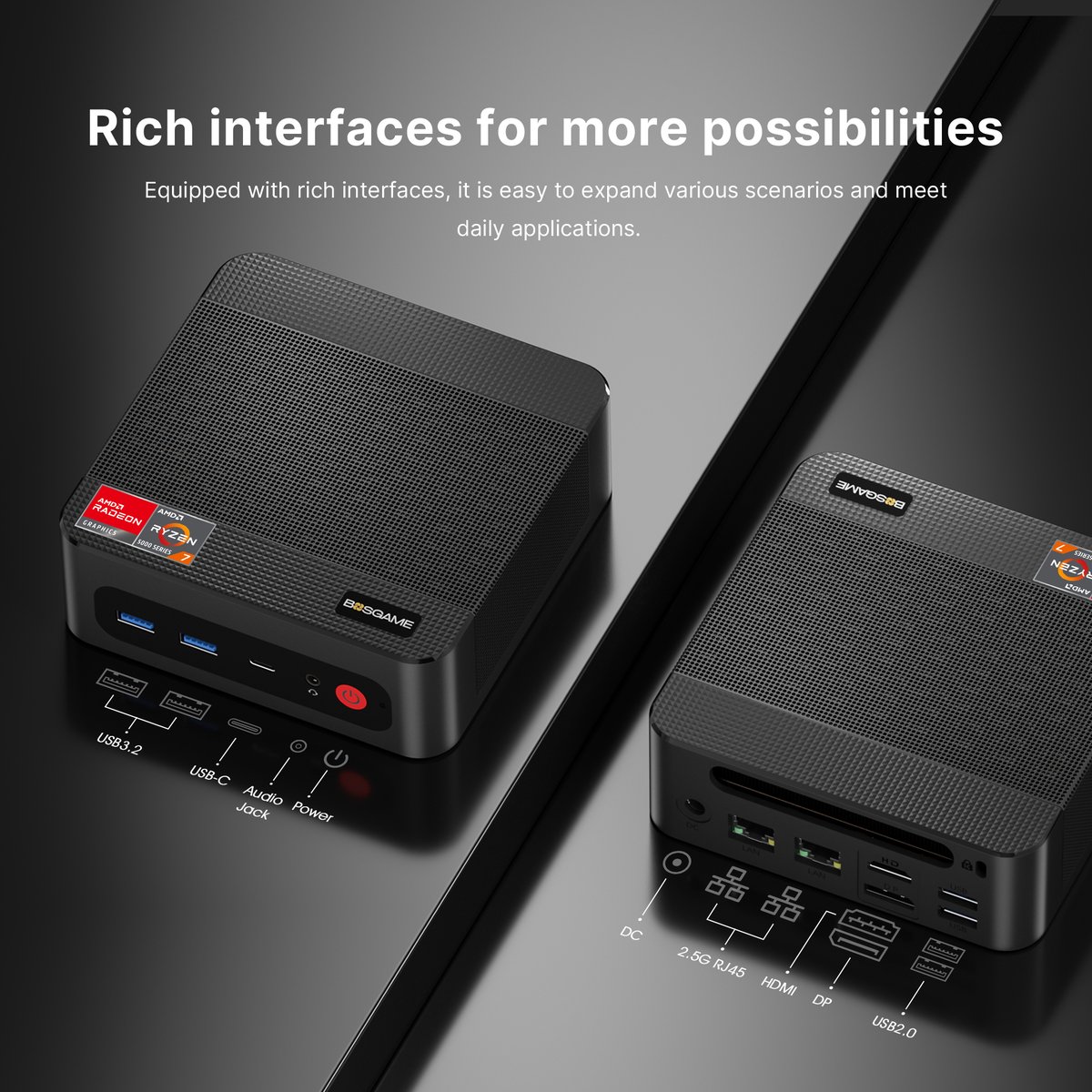 💻 The BOSGAME P4 Mini PC is packed with connectivity! Featuring Dual LAN, USB-C, and HDMI support—all powered by the Ryzen 7 5700U for high-performance computing in a compact design.
#BOSGAMEP4 #TechInnovation #Ryzen7