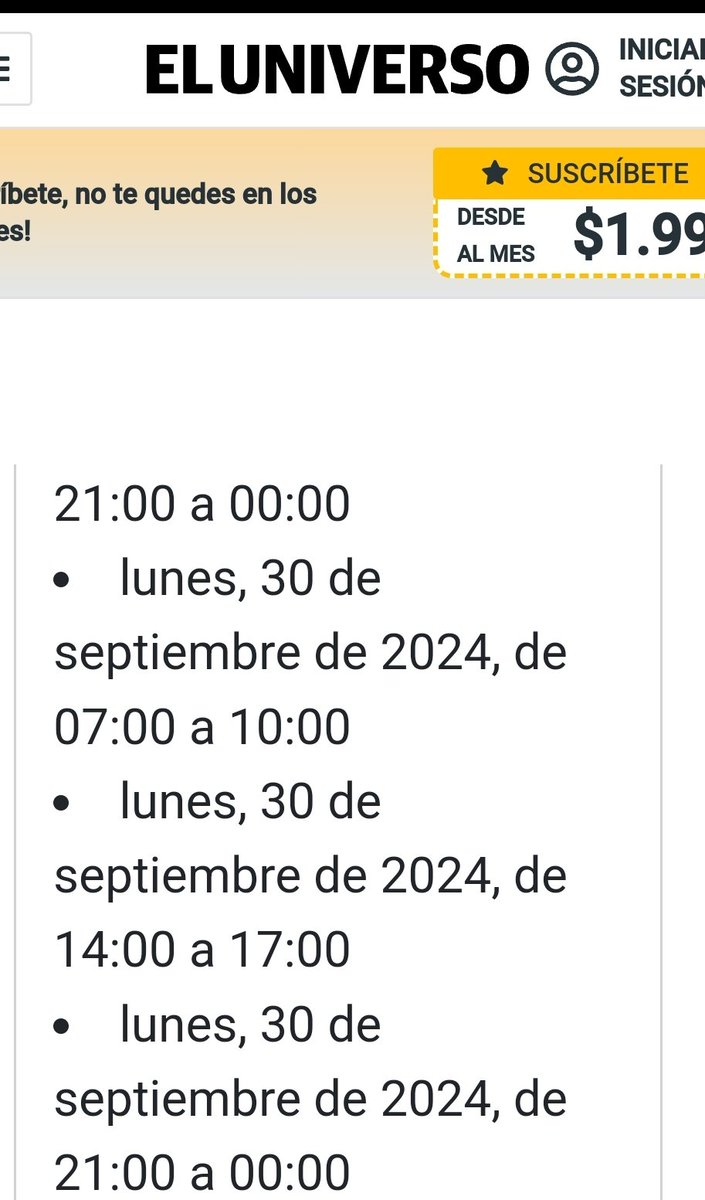 Sres. <a href="/eluniversocom/">El Universo</a> será q se me olvidó sumar y multiplicar pero no veo por ningún lado la reducción q indican. El hecho de que  modifiquen los horarios no implica reducción . Siguen siendo las mismas infernales 9 horas sin energia