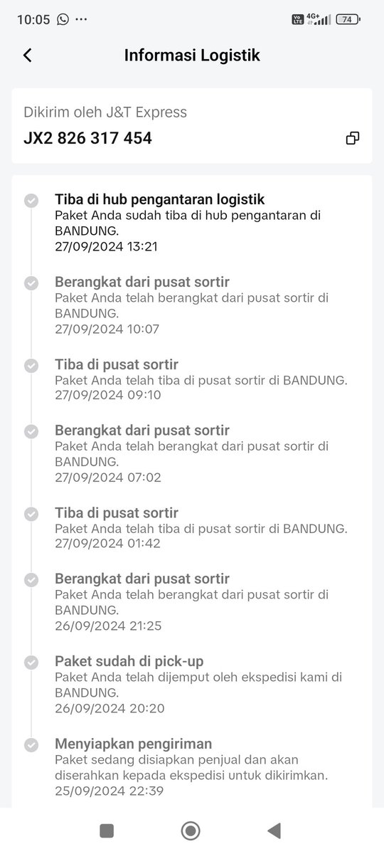 Fitrahnisme's tweet photo. JX2826317454 . Halo ini gimana ya sesama bandung  dari tgl 26 paket belum sampe? @jntexpressid https://t.co/M46ee8h2sA