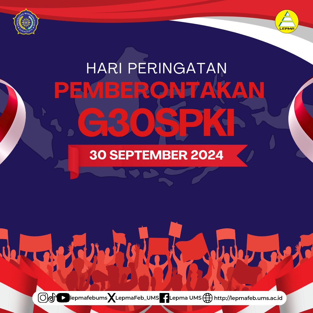 LepmaFEB_UMS's tweet photo. 🔥[MEMPERINGATI G30S PKI]🔥
 
Segenap keluarga besar LEPMA FEB UMS mengucapkan selamat memperingari hari G30SPKI semoga para pahlawan bangsa ini ditempatkan di tempat terbaik di sisi-Nya Aamiin.

#Lepmafebums
#G30SPKI https://t.co/ySnwjoTbBH