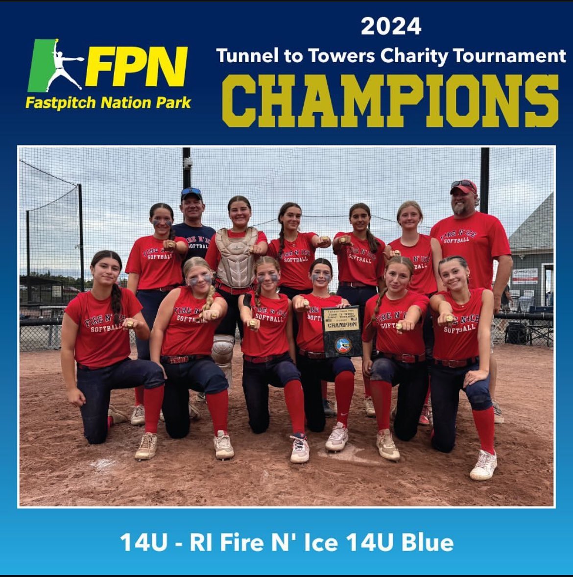 Great weekend for FNI taking home 2🏆🏆! The 1st comes from our 14u team. 
14U Red, White, &amp; Blue played @ FPN with Blue &amp; Red being the #1 &amp; #2 seeds in an 18 team field. Blue remained the lone unbeaten finishing 7-0! The 3 teams combined to go 13-3! Nice work girls! 👊🏼