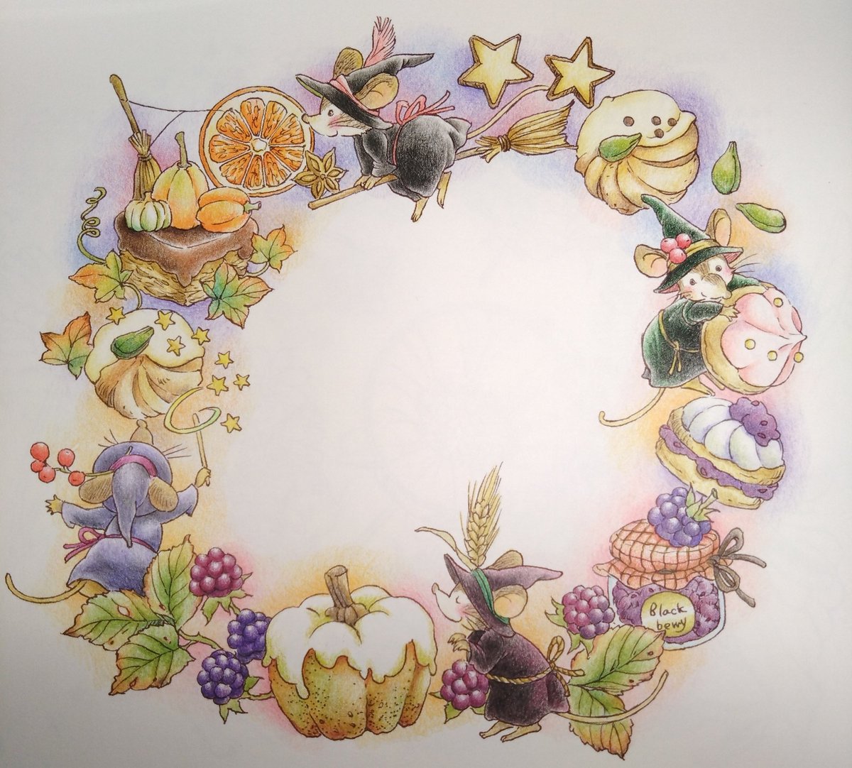 ハロウィンまであと1ヶ月🎃

#大人の塗り絵
#いなとめまきこ
#季節のリース