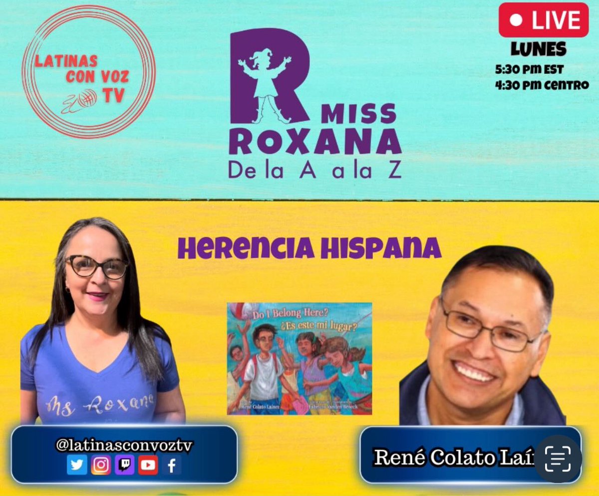 Mañana, 30 de septiembre, estaré en el programa Miss Roxana De la A a la Z a las 5:30 hora del este. 2:30 hora del pacífico.