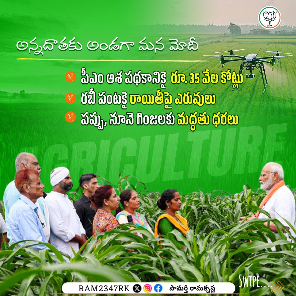 RAM2347RK's tweet photo. అన్నదాతలకు అండగా మన బిజెపి కేంద్ర ప్రభుత్వం @BJP4India @narendramodi
ప్రధానమంత్రి అన్నదాతా ఆయ్ సంరక్షణ్ అభియాన్
#PradhanMantriAnnadataAaySanrakshanAbhiyan
#प्रधानमंत्रीअन्नदाताआयसंरक्षणअभियान #PMAASHA #agrigoi #PM_AASHA #CabinetDecisions #GrowGreen
#SelflessServices #RKBJP
#MondayMotivation