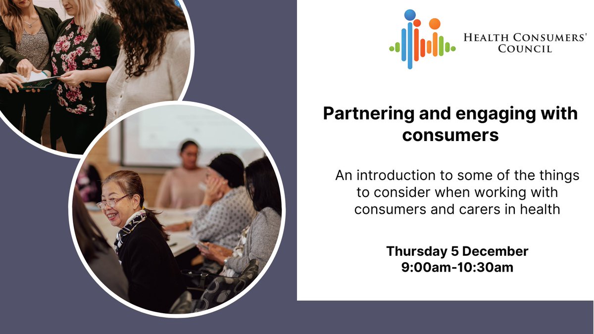We provide a range of support services for health providers who are seeking to increase consumer engagement in health service policy, planning and review - don't miss your last chance to join us for this workshop in 2024

events.humanitix.com/introduction-t…